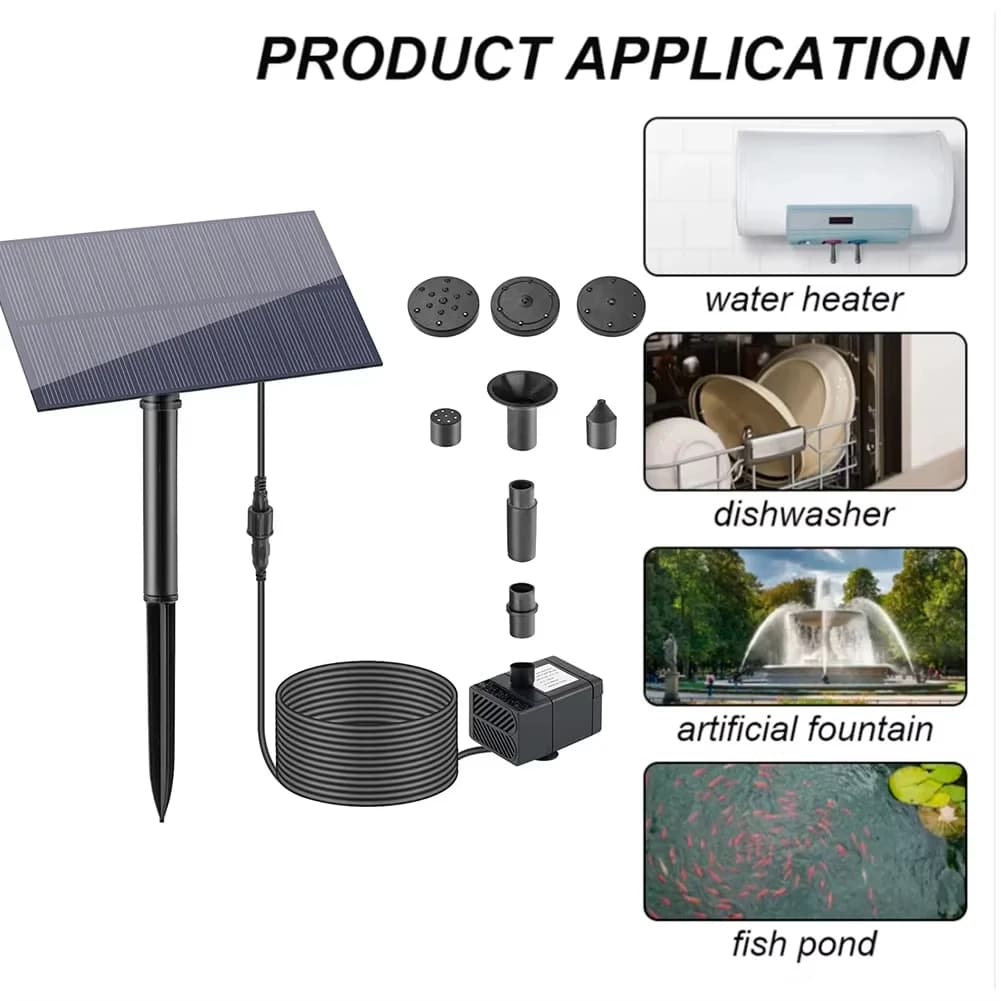 Fontana d'Acqua Decorativa da Giardino con Pannello Solare 5W 5V, Pompa a Risparmio Energetico per Acquario e Laghetto