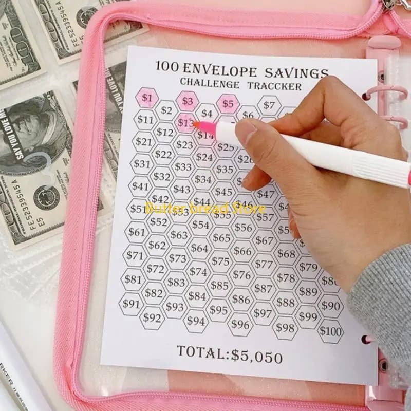 Set raccoglitore budget W89C con tasche per contanti, raccoglitore risparmio pianificatore raccoglitore budget in PVC