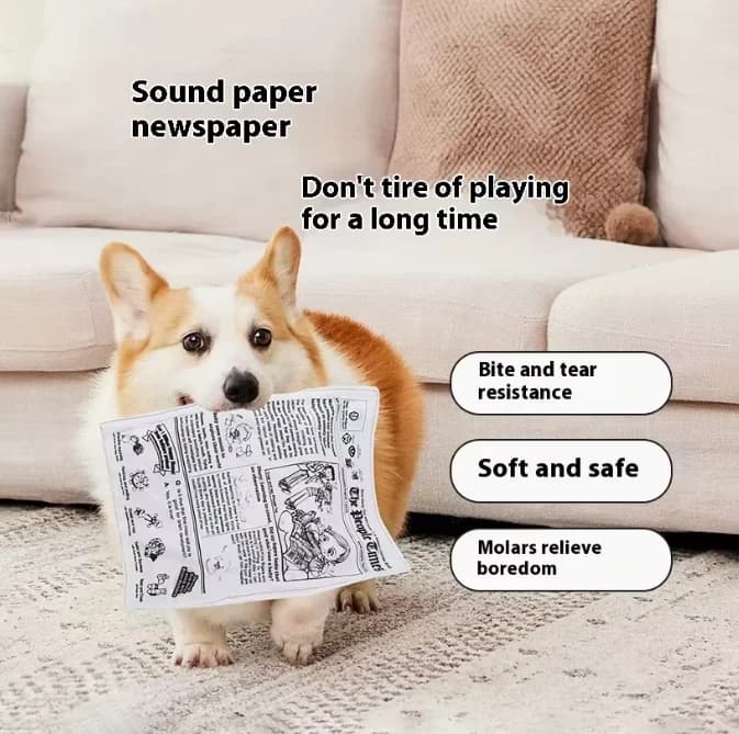 Crinkle Sound Newspaper Dog Toy Bite Resistant Squeaky Paper Newspaper Puppy Teeth Grinding Toy Relieve Boredom Interactive Pet