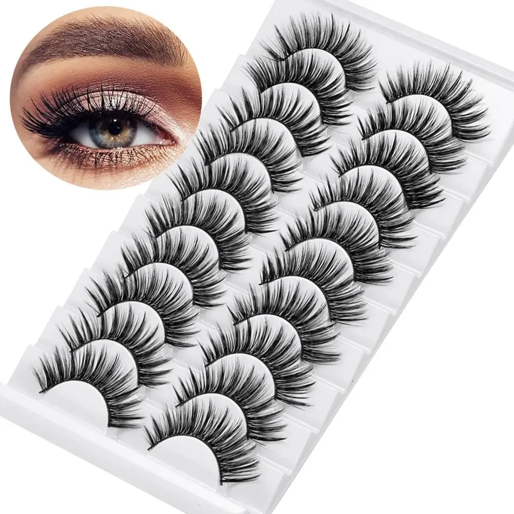 Ciglia Finte a Striscia Intera per Donna, Fatte a Mano, Naturali, Lunghe, 3D, in Finto Visone, Cruelty-Free, Extension Ciglia