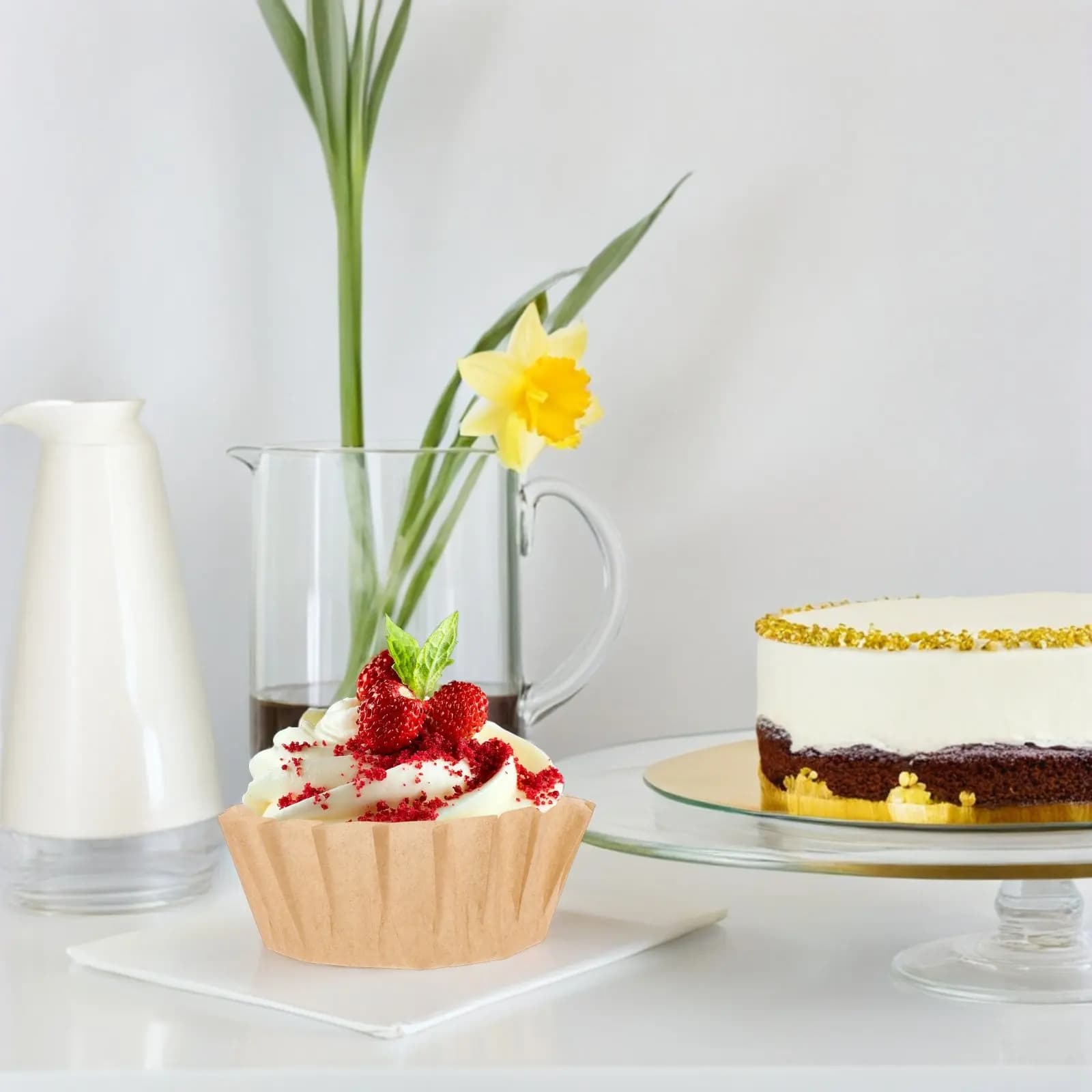50Pcs Air Fryer Parchment Paper Round - 4 Inch Disposable Liners for Cakes Muffins Basques Cheesecake Non-Stick Baking Sheets