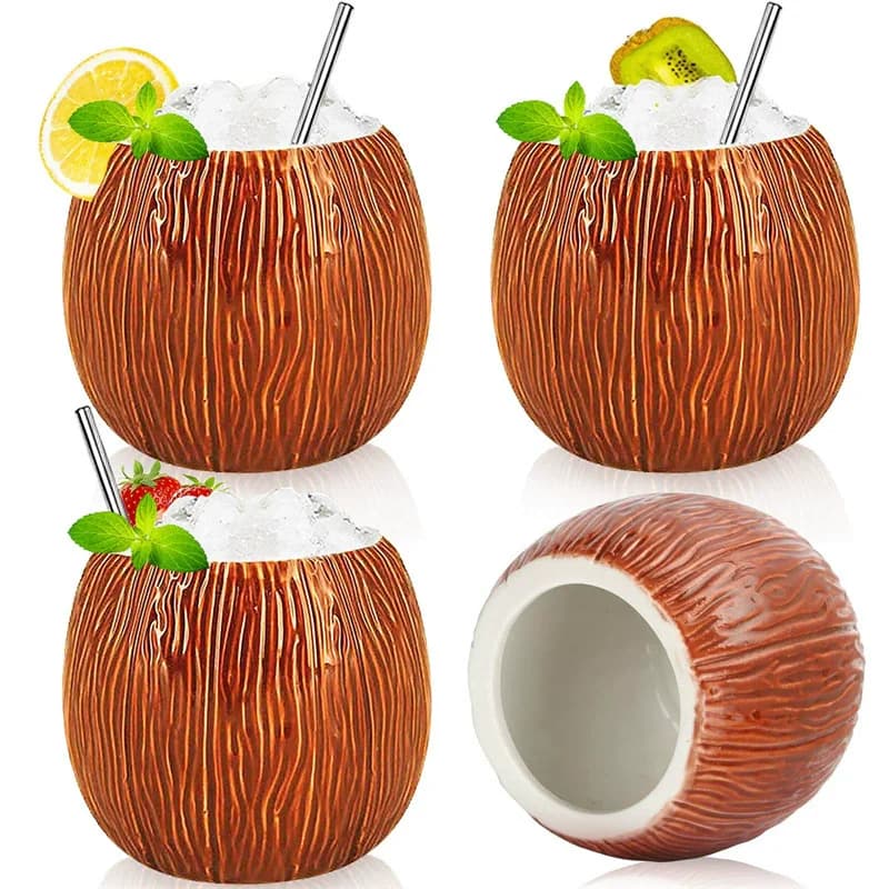 Tazze Tiki Hawaii a forma di cocco da 550 ml Tazza in ceramica per regali Tazze e tazze Tazza da cocktail