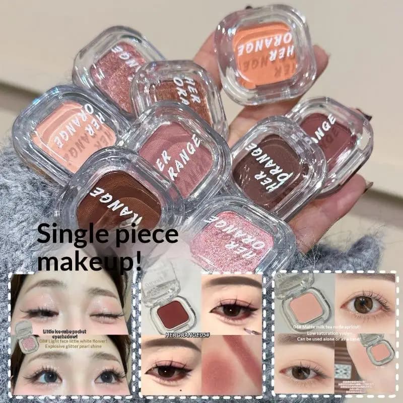 Palette di ombretti monocromatici HERORANGE, opachi, perlati, glitterati, colori terra, bassa saturazione, trucco smoky eye, cosmetico.