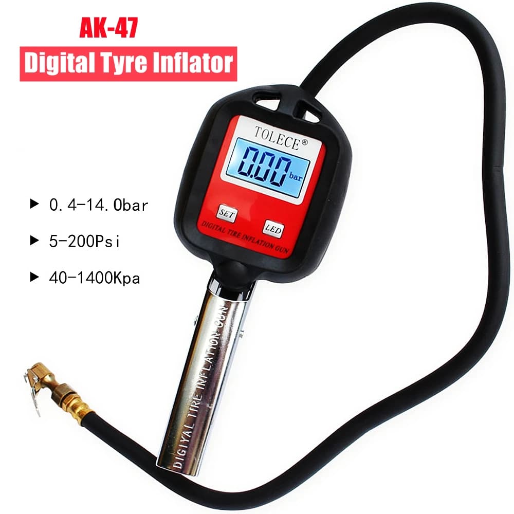 AK-47 Gonfiatore digitale per pneumatici Monitor della pressione dell'aria dei pneumatici Manometro per pneumatici ad alta precisione Tester della pressione dei pneumatici con sgonfiaggio