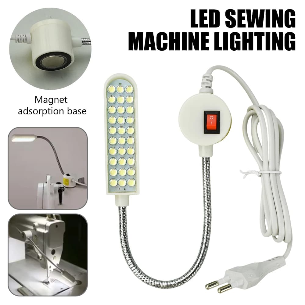 Luce LED per macchina da cucire con 30 LED, illuminazione da lavoro per cucito, super luminosa per interni, produzione notturna di abbigliamento, spina US/EU