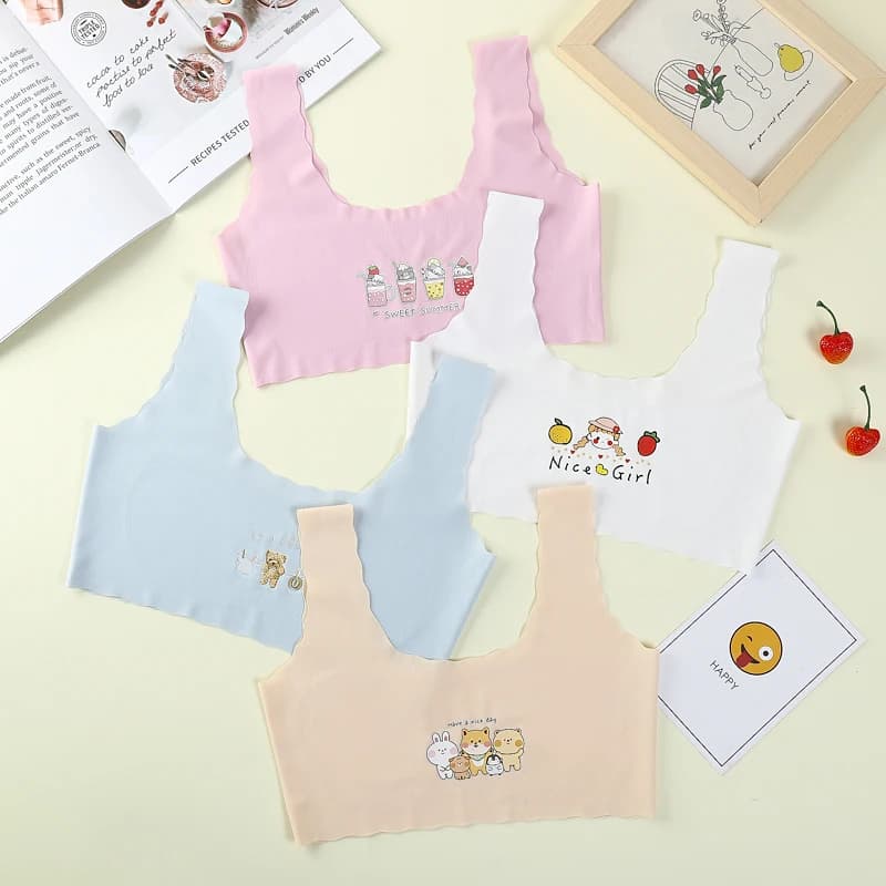 4PCS Girls' Ice Silk Camisole Underwear Comfortable Lightweight Girls' Tank Top Innerwear for Kids