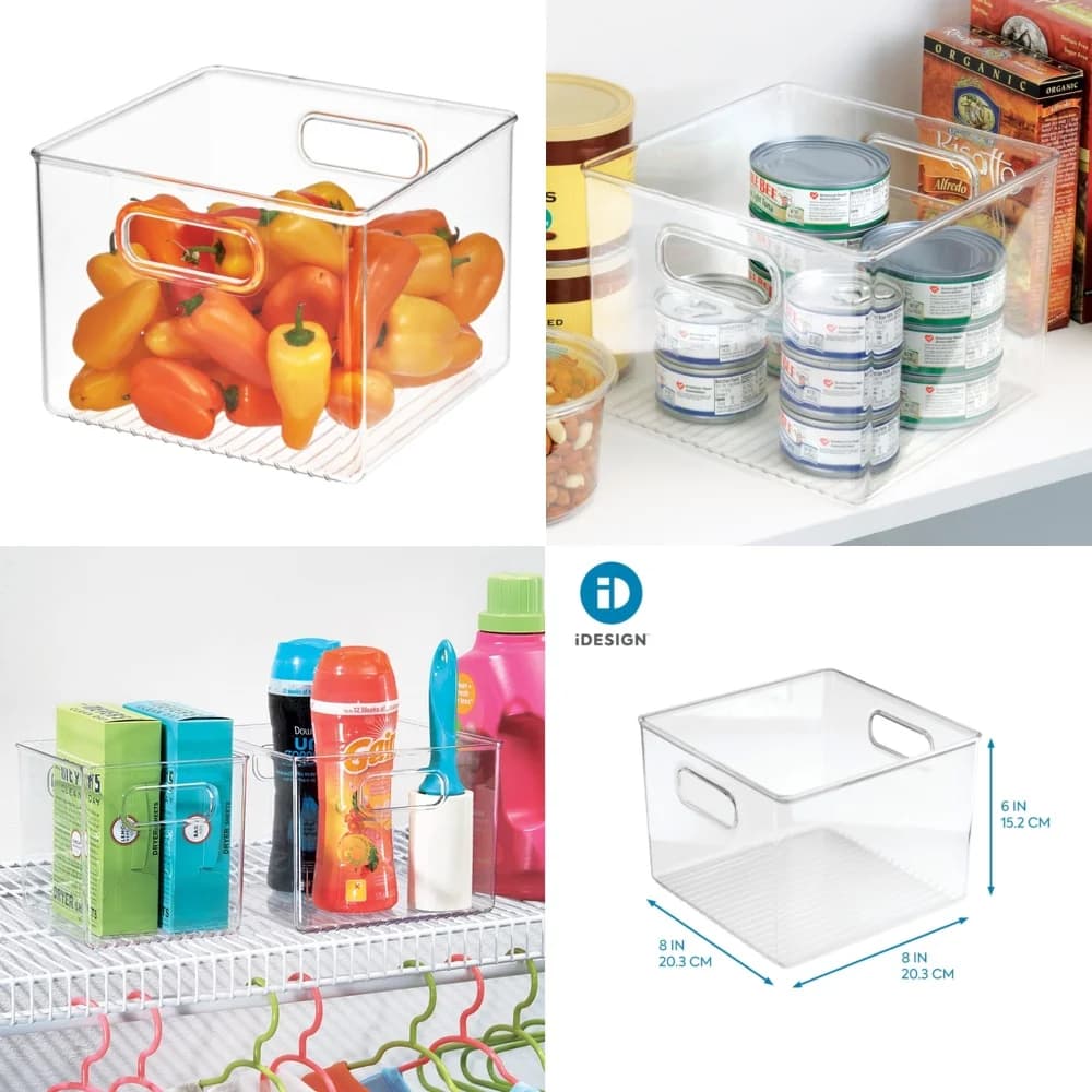 Contenitore per alimenti trasparente 8x8x6 Contenitore per alimenti in plastica riciclata Organizzatore da cucina Contenitore ermetico senza BPA per la freschezza essenziale della dispensa