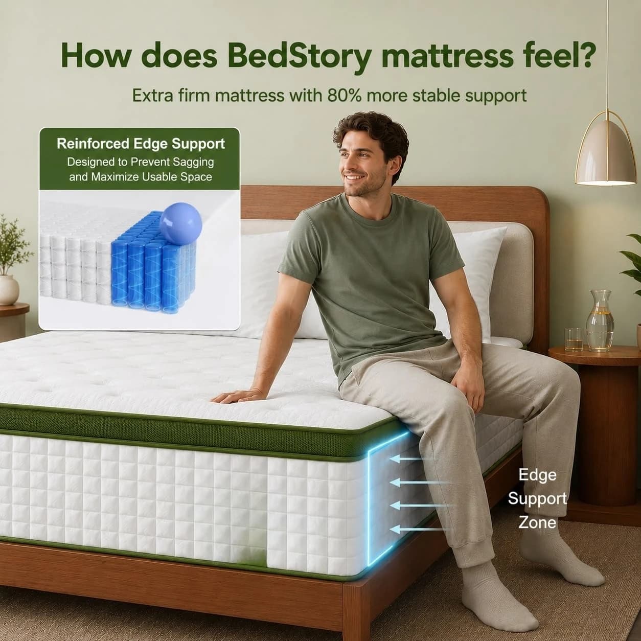 Extra Firm King Mattress 14 Inch, Hybrid Back Pain Relief Reinforced Edge Support Cooling Deep Sleep, Custom