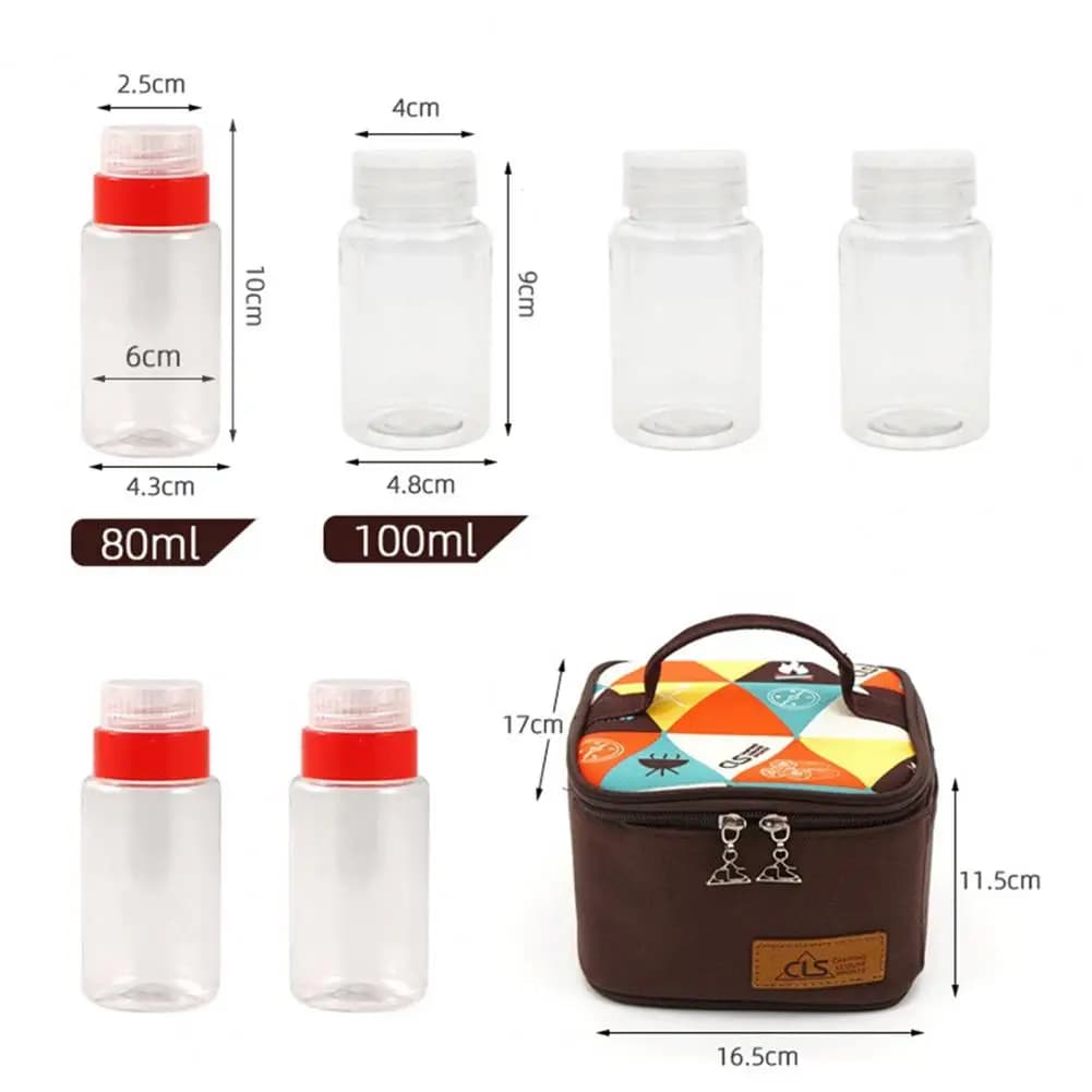 Set di Bottiglie Portatili per Spezie da Campeggio, Kit di Condimenti per Barbecue all'Aperto, Viaggi e Cucina, con Barattoli per Escursioni e Picnic