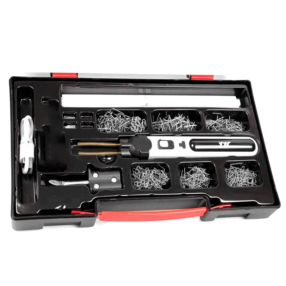 Kit di riparazione per crepe di pannelli per saldatrice di plastica portatile Taglio termico Cucitrice a caldo Set di strumenti per la riparazione di fori in plastica Luce a LED