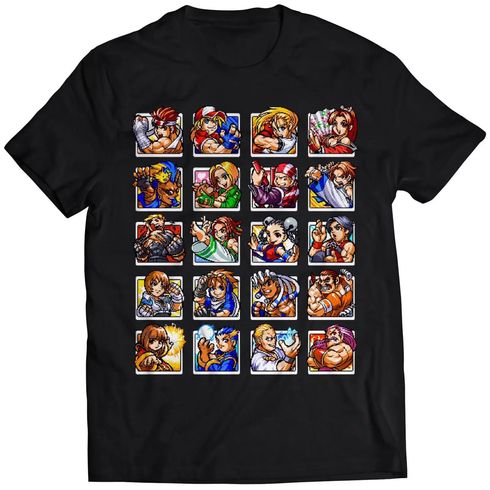 T-shirt Fatal Fury Card Fighters Clash vintage, abbigliamento streetwear di design effetto lavato, casual elasticizzato unisex uomo
