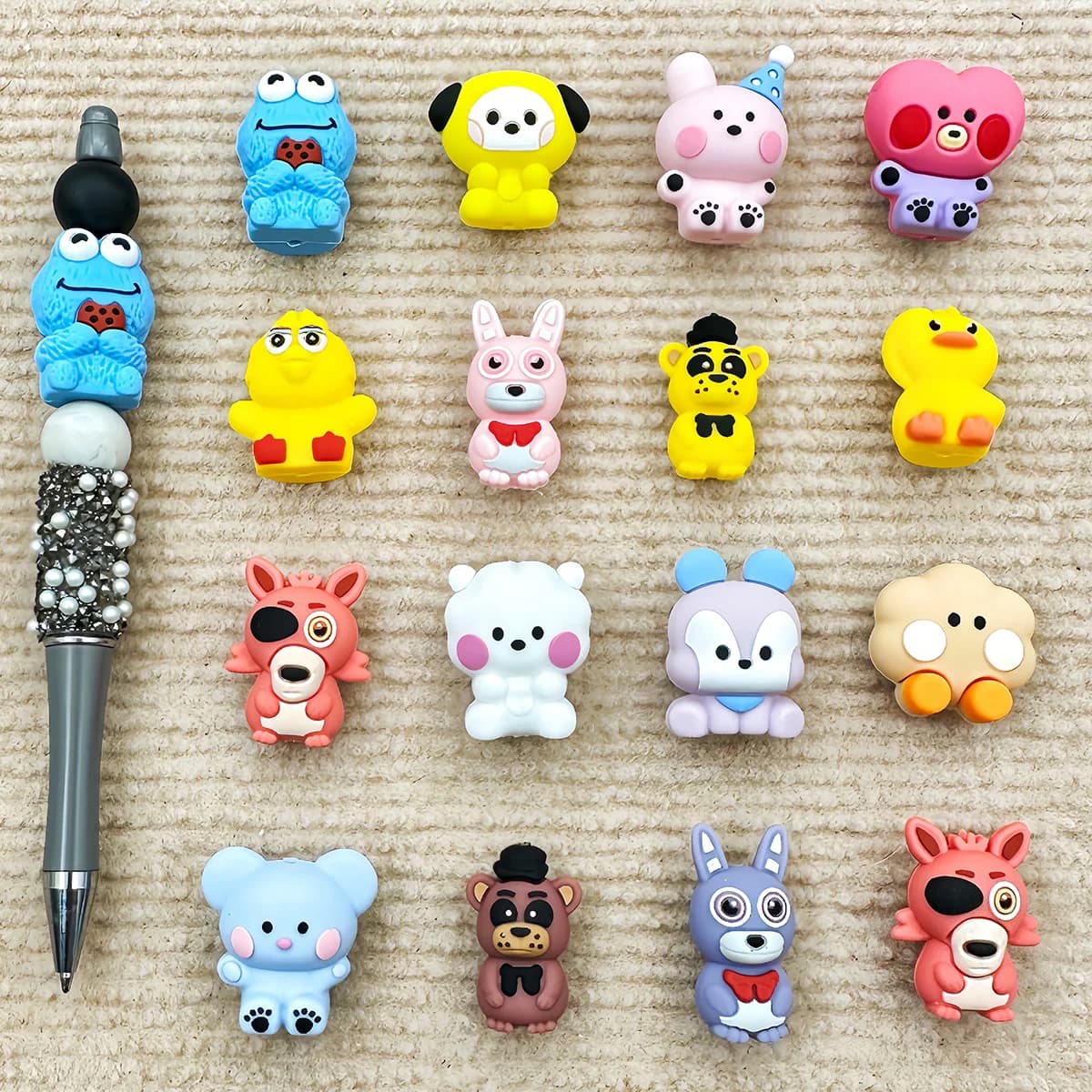 10 Pezzi Perline 3D in Silicone Alimentare a Forma di Animali Cartoon per Gioielli Fai-da-Te, Braccialetti, Collane, Ciucci e Regali per Bambini