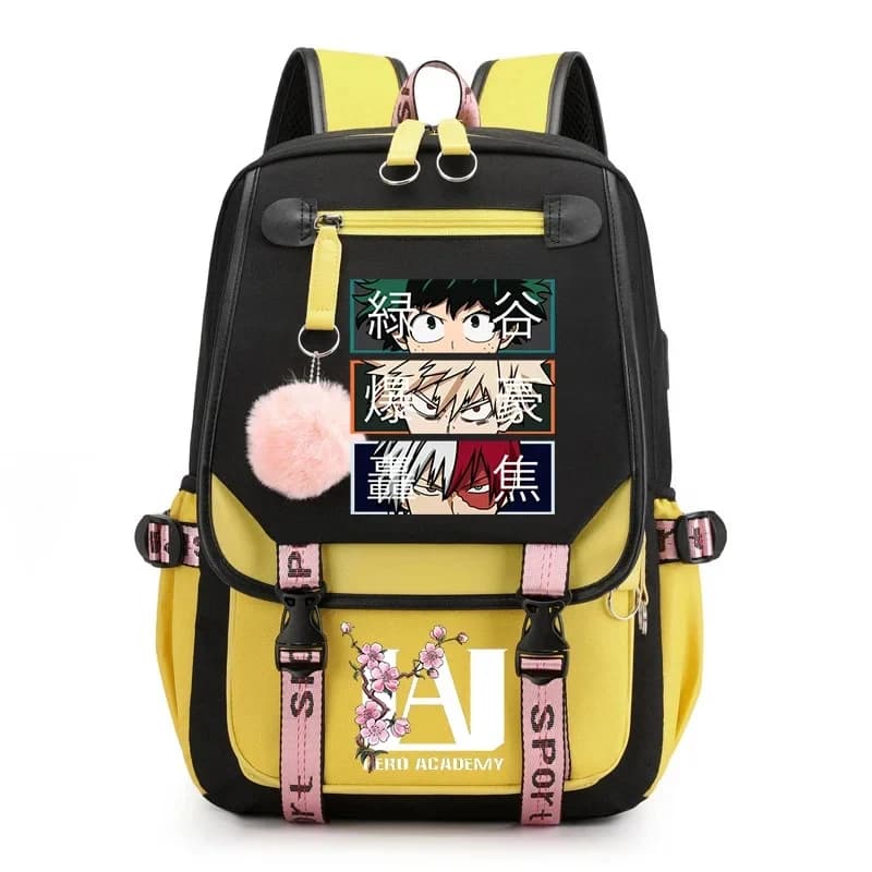 2026 USB Charging Backpack My Hero Academia Shoto Todoroki Bakugou Deku Anime Backpacks for School Teenager Girls Fluffy B 5UPPS
