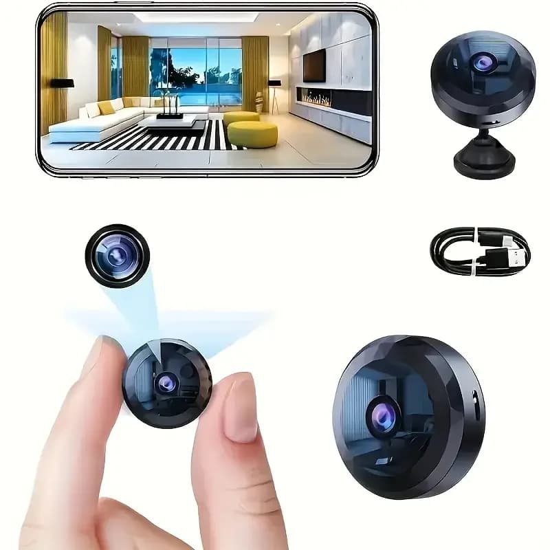 Mini telecamera di sicurezza WiFi wireless ricaricabile da 1 pezzo con visione notturna, rilevamento del movimento, facile da installare e controllo tramite app