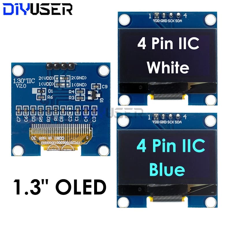 DIYUSER 1.3 "IIC Module Display OLED White Blue Color Drive Chip SH1106 128X64 LCD 1.3 Inch IIC I2C Communicate For Arduino