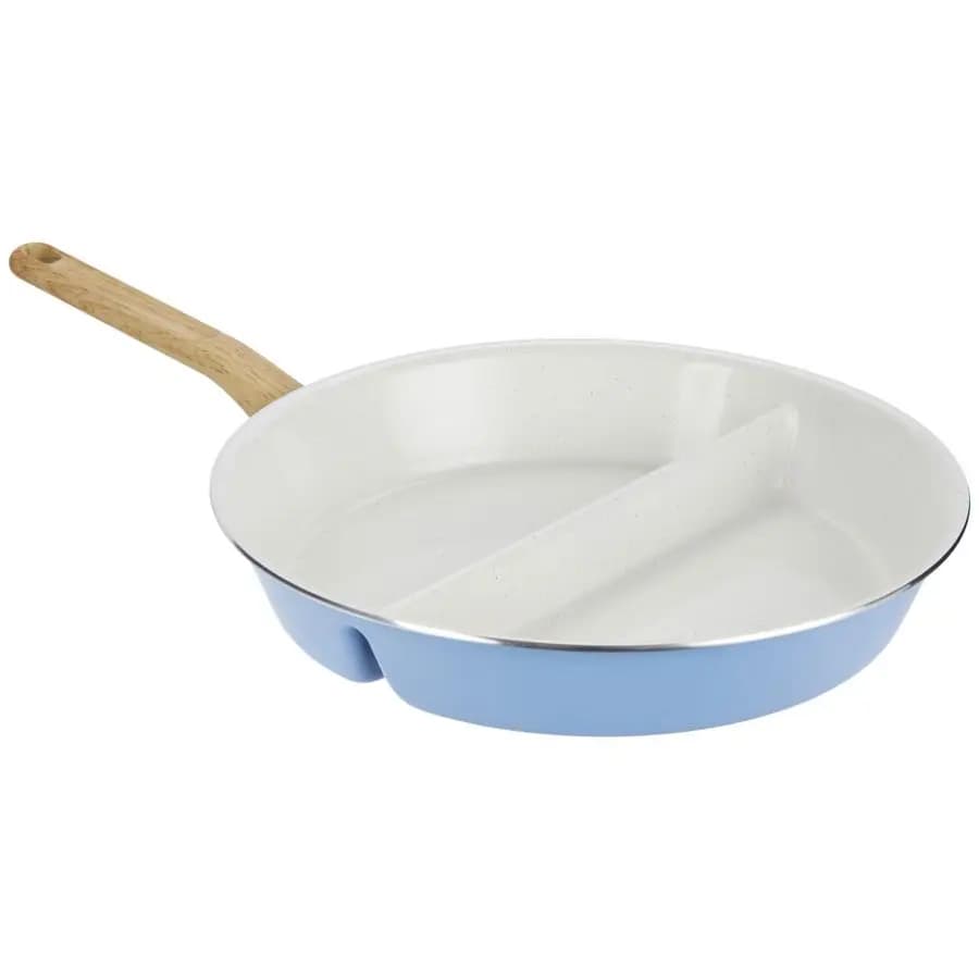 Ceramic pan with Titanium coating, 12 compartments, Clear Blue, Anti-stick, for Cooking and Frying