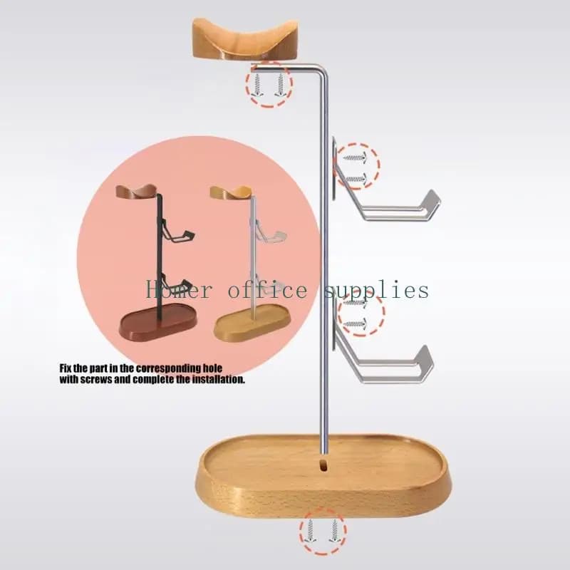 K43B Metal Mixed Headphone Hook Display Stand With Ergonomic Controller Rest