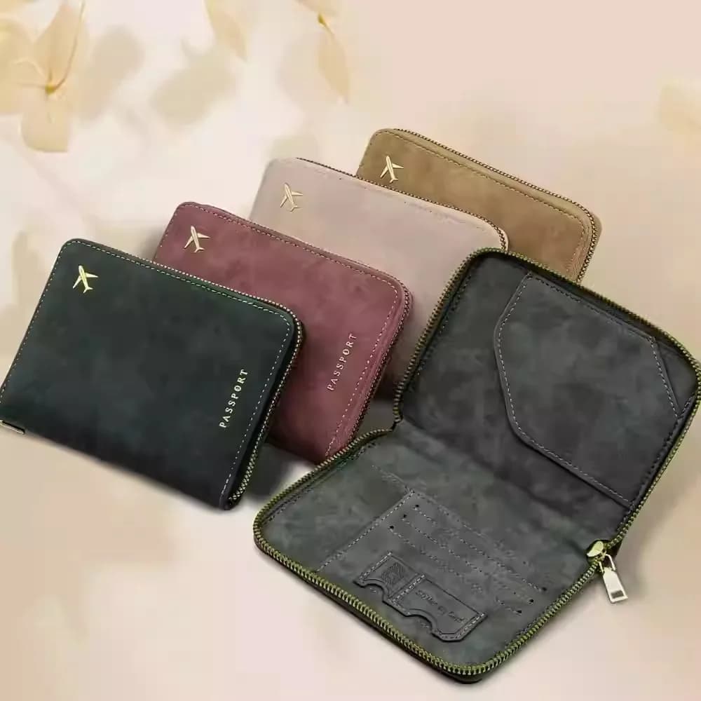 Portafoglio Blocca Carte di Credito con Cerniera, in PU Spesso, Antifurto, Organizer da Viaggio Sottile, Porta Carte, Borsa Portaoggetti, Essenziali da Viaggio