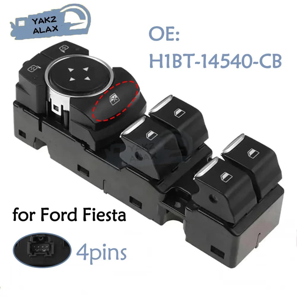 Interruttore di comando alzacristallo per Ford Fiesta H1BT-14540-CB Accessori auto Controller lato conducente anteriore sinistro Pulsante sollevatore vetro 4 pin