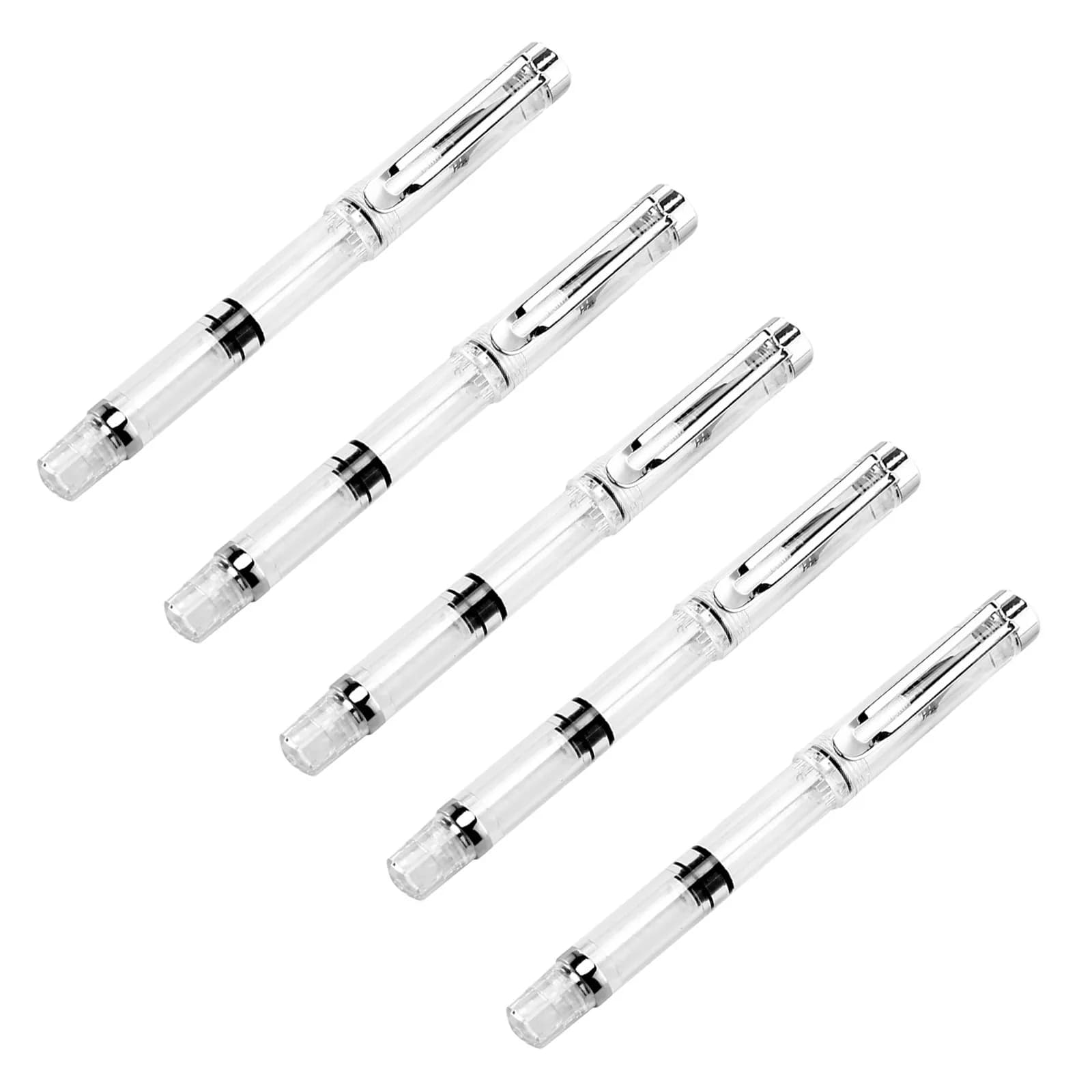 5Pcs Calligraphy Brush Pens Refillable Watercolor Brush Pens Set Transparent Body Long-Lasting Ink Drawing Tools