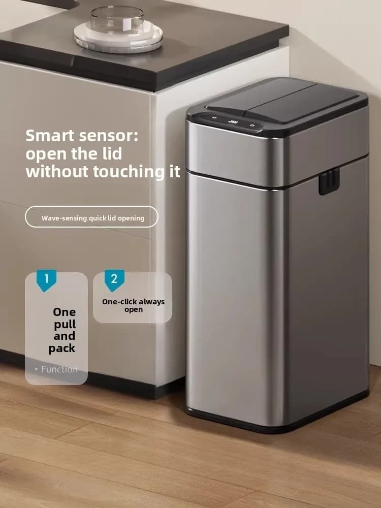 Intelligent Induction Trash Can Household Bathroom with Lid Toilet Kitchen Living Room Office Automatic Packaging Waste Bins