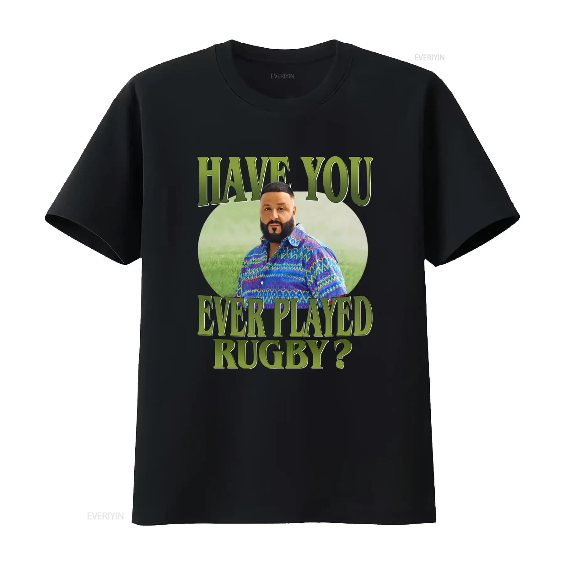 T-shirt ispirata a DJ Khaled: Design 'Have You Ever Played Rugby', Merch da Golf, Omaggio per i Fan, Vintage, Effetto Lavato, Versatile, da Uomo