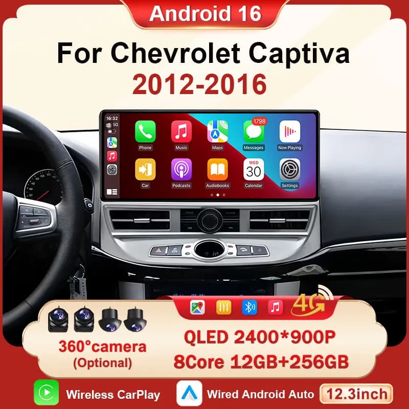 12.3 inch Car Radio Carplay BT Split Screen Multimedia Player GPS Navigation Android For Chevrolet Captiva 2012-2016 Autoradio