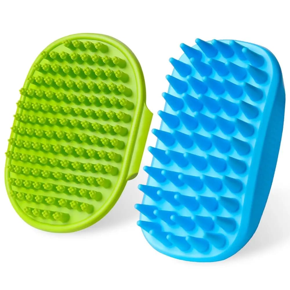 Dog Bath Brush Set | Adjustable Handle Dog Scrubber or Shampooing, Deshedding & Massaging, Suitable for Pets | Curry Comb & Sham