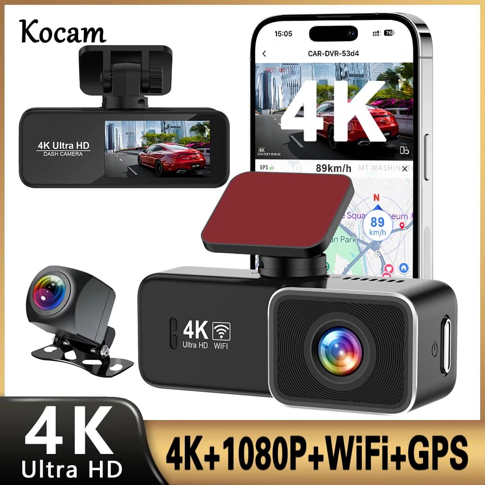 4K WiFi Dash Cam Mini Car DVR 2160P Front & Rear Double Night Vision lens Car Camera GPS support 24H Parking