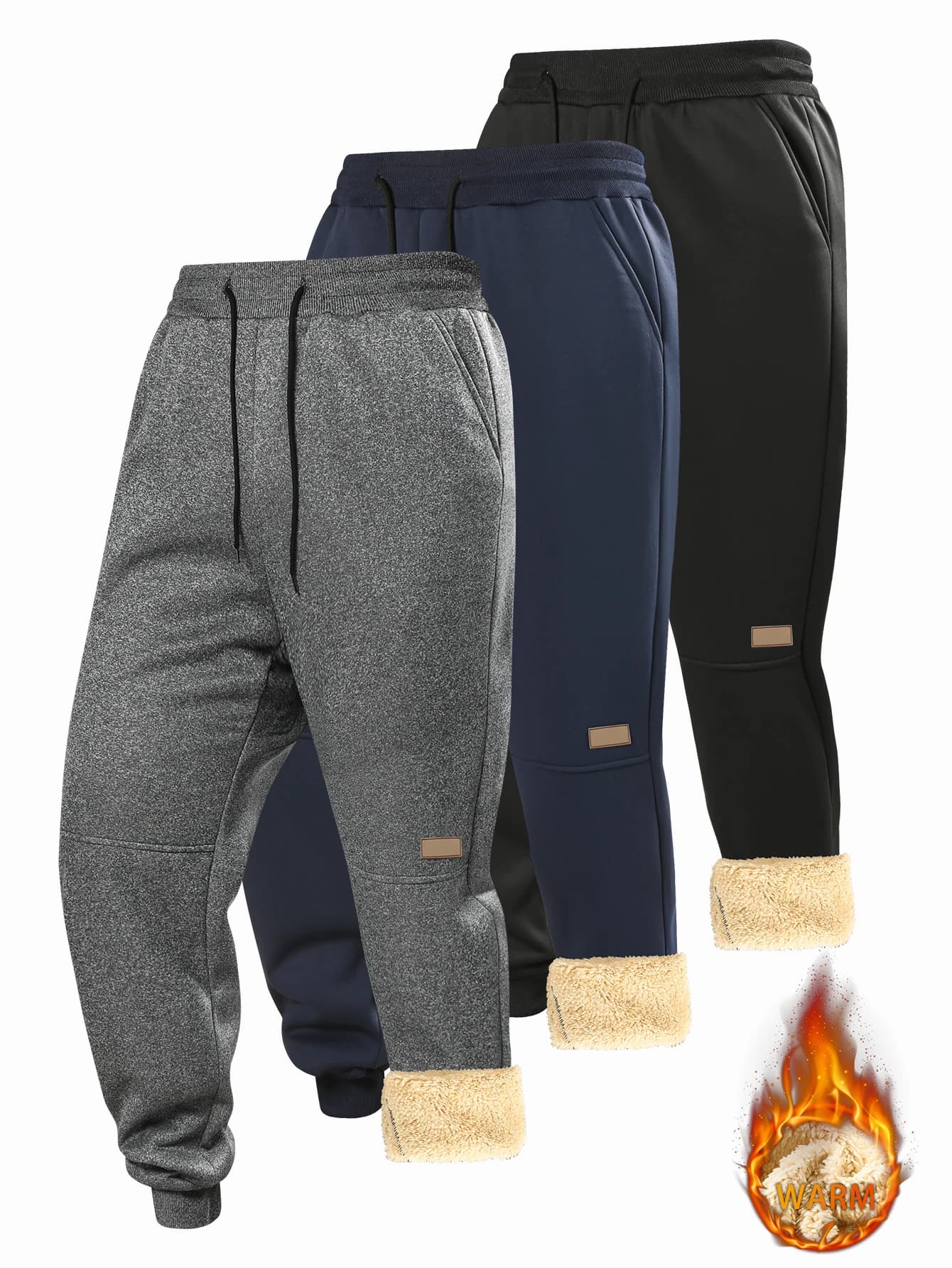 Pantaloni da uomo in autunno e inverno, ispessiti con pile per capispalla, pantaloni casual, pantaloni sportivi caldi in lana d'agnello