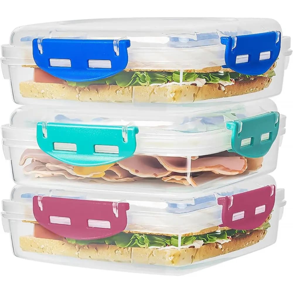 Contenitori per panini portatili in plastica con coperchi Contenitori per la conservazione degli alimenti da cucina Conservazione degli alimenti freschi Scatola per il pranzo Picnic all'aperto
