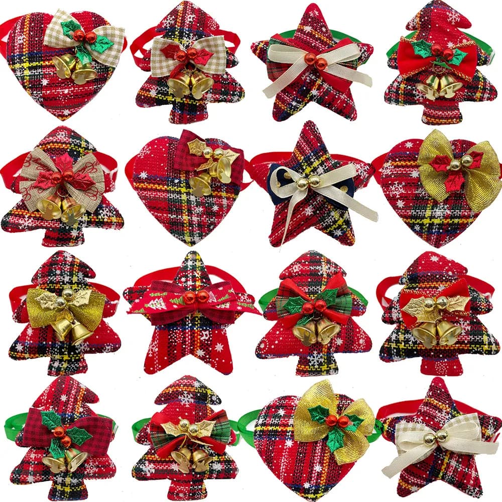 30/50pcs stile natalizio farfallino per cani stella per animali domestici albero forniture per toelettatura cravatta per cani papillon per animali domestici forniture per cuccioli vacanza papillon per cani