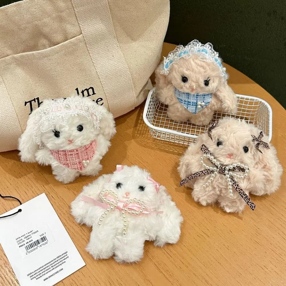 New Cartoon Rabbit Plush Doll Key Chain Stuffed Lolita Plush Key Ring Bowknot Key Holder