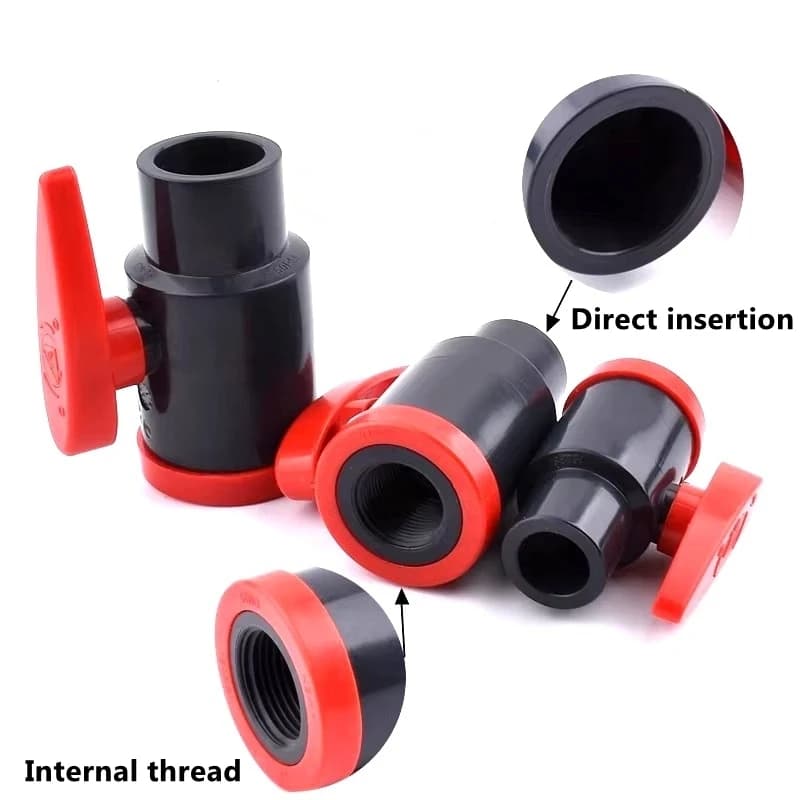 Valvola a sfera in UPVC da 20/25/32 mm a filettatura da 1/2, 3/4, 1 pollice, accessori per acquario, connettore per acquario, raccordi per sistema di irrigazione