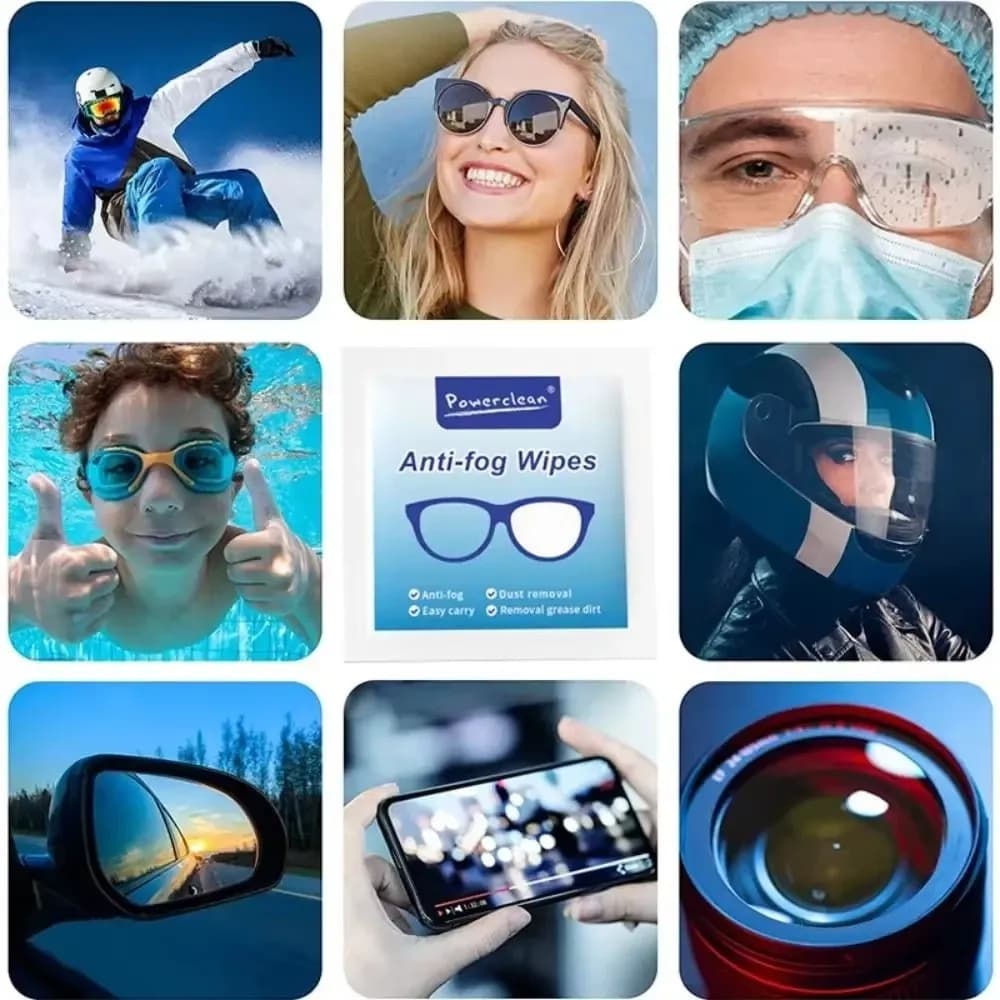100Pcs/Box Disposable Glasses Anti Fog Wipe Cleaning Lens Wipes Glasses Cleaner Wet Wipe Sunglasses Anit-fog Anti-Fog Lens Wipes