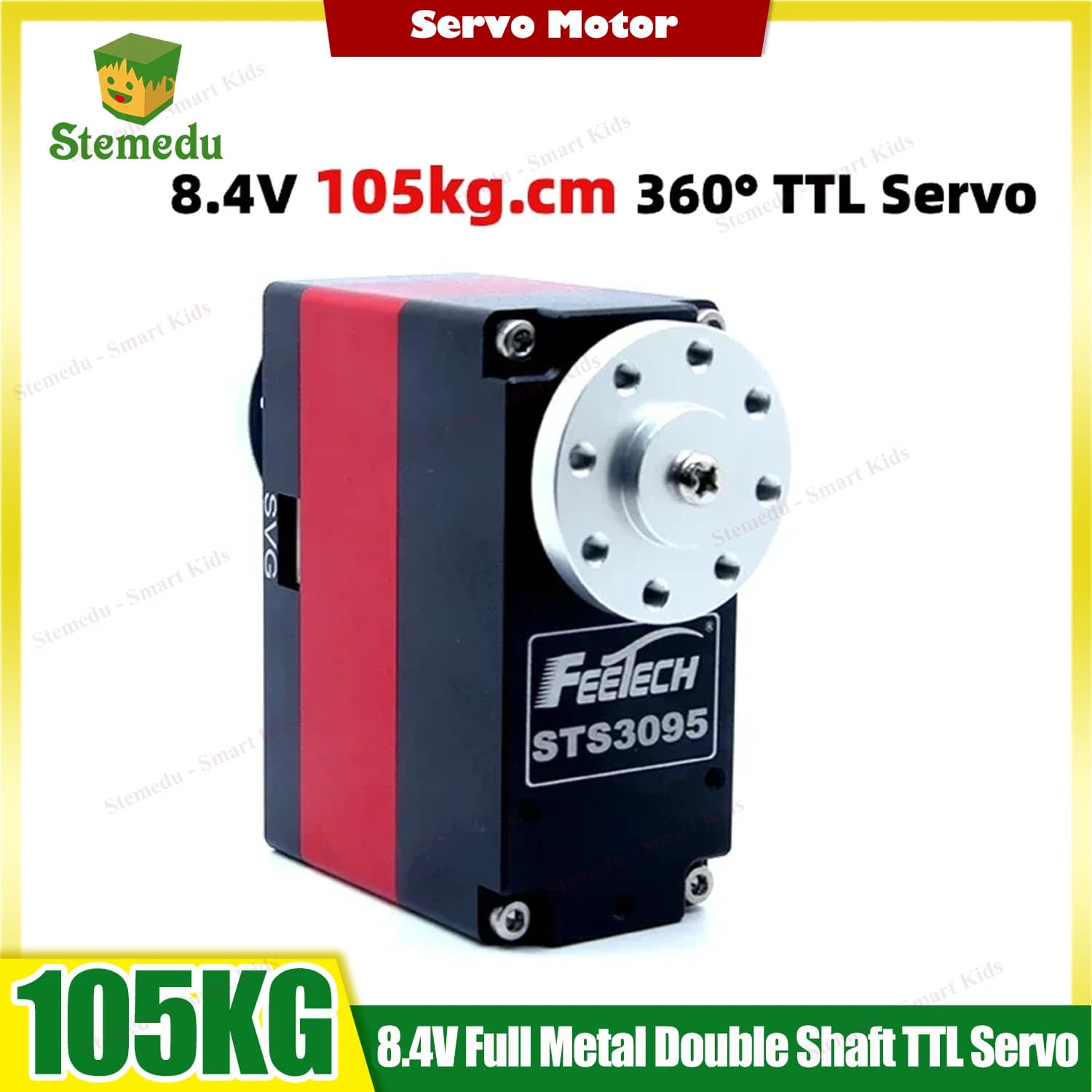 Servomotore Intelligente Feetech ST-3095-C001 ad Alta Coppia 105kg.cm 8.4V con Ingranaggi Metallici e Controllo TTL Seriale per Robot Industriali
