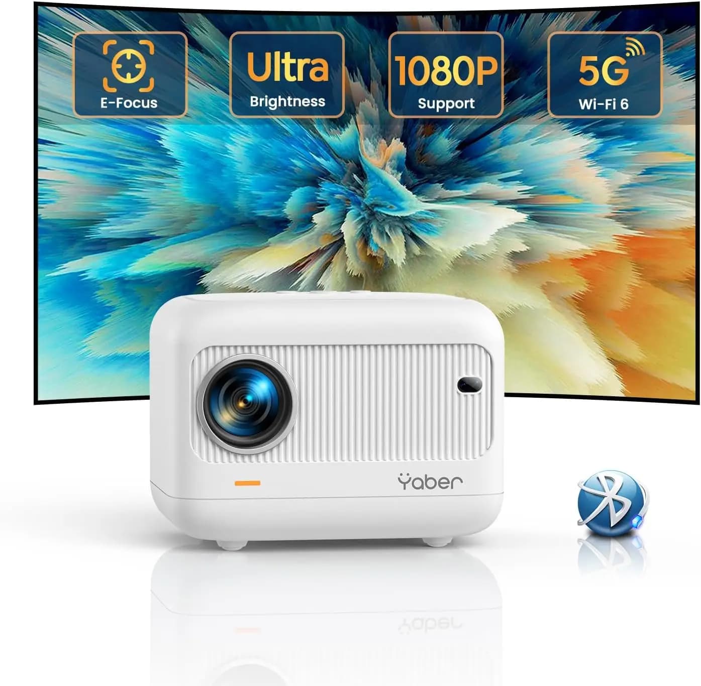 Mini proiettore con WiFi 5G, Bluetooth 5.2, 1080P HD, ±40 ° Correzione Keystone, Portatile per Telefono/TV Stick/Laptop/PS5
