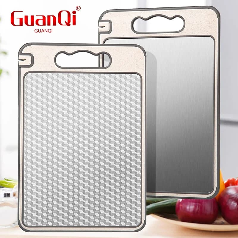 Thickened Stainless Steel Cutting Board Household Board for Kitchen Food-Grade Pattern Non-Slip Double Sided Chopping Board