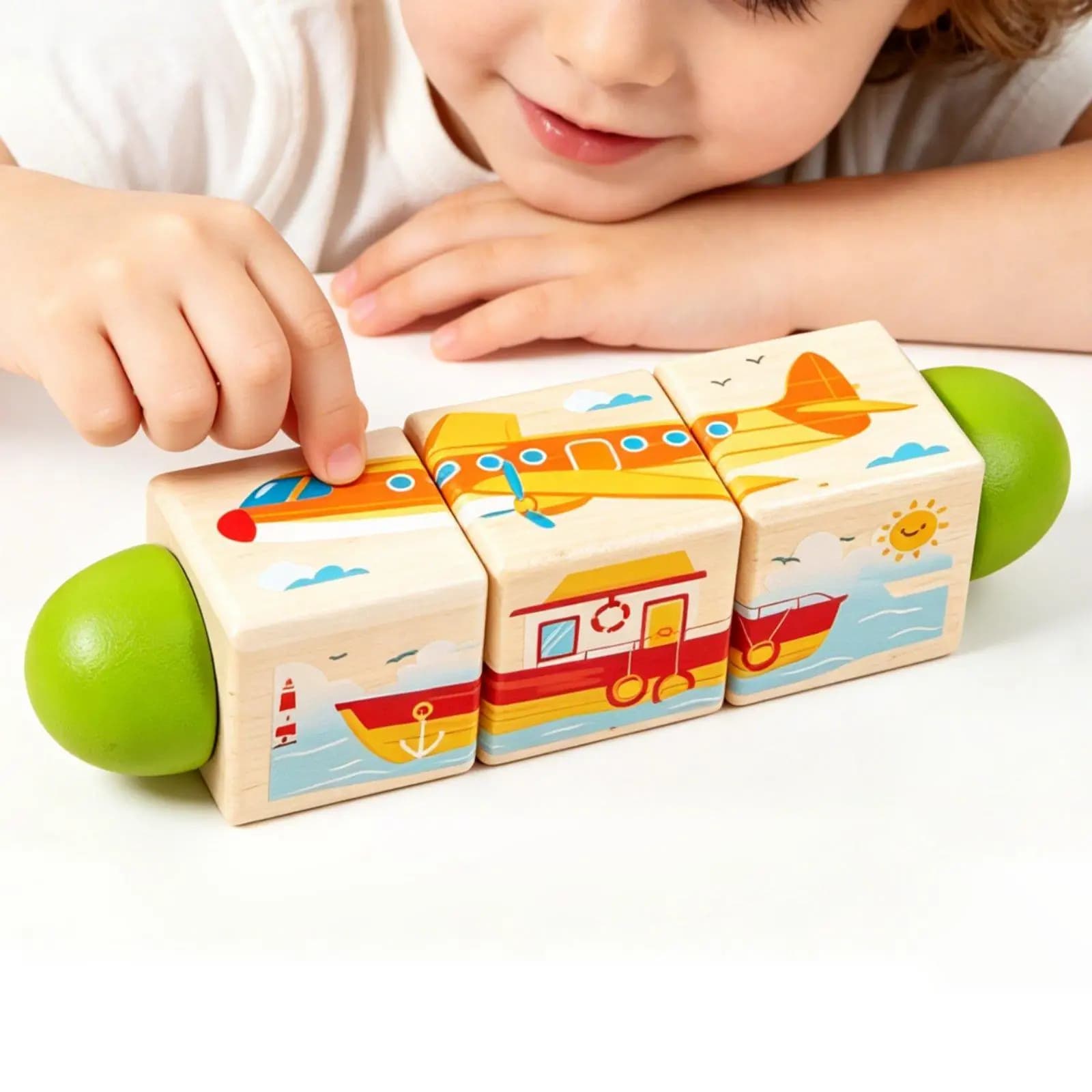Interactive Wooden Children Puzzle Blocks Early Learning Toy Matching Games for Toddler Cognitive Skills