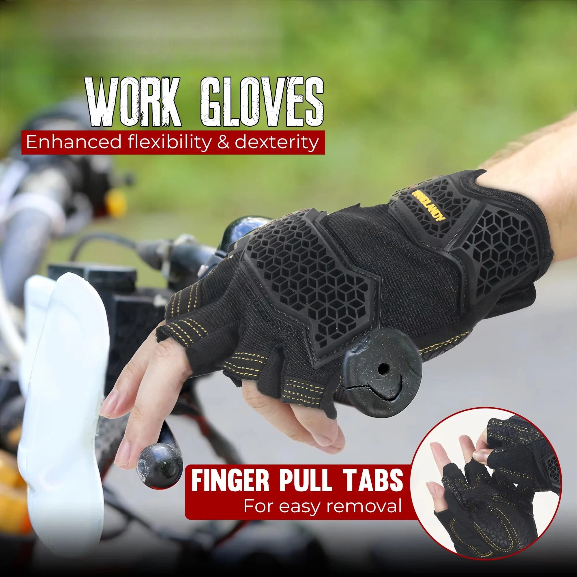 U Wrist Half Finger Tactical Work Glove Heavy Duty Hard Knuckle Gloves for Outdoor Training Motorcycle Cycling & Tactical Use