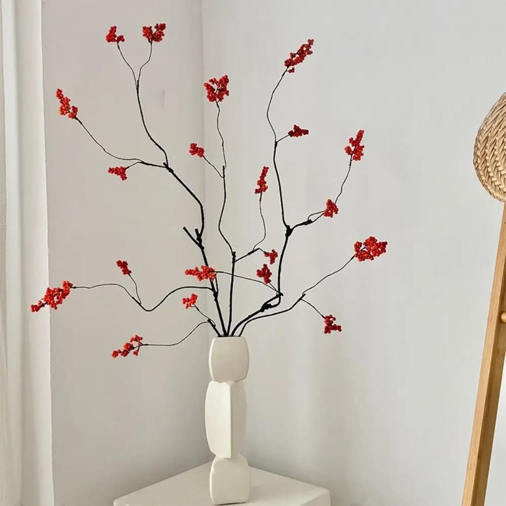 Red Fruit Berries Artificial Berry Fruit Branch Long Branch Floral Decor Faux Plant Berry Wedding Party Floral Decor