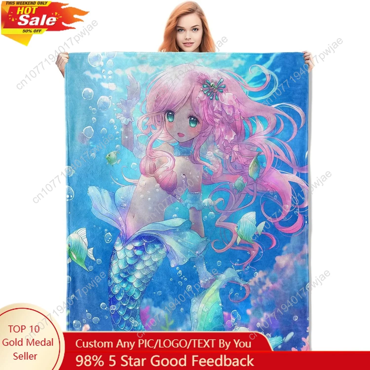 Simpatica coperta a forma di sirena, coperta in flanella di cartone animato, morbida, calda, leggera, accogliente, in peluche, per la decorazione della casa del divano della camera da letto