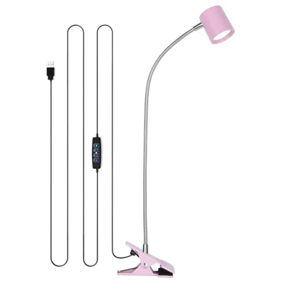 Desk Lamp, USB Clip On Light with 3 Color Modes, LED 10 Levels Brightness Reading Lamp, 360°Gooseneck Book Light, Eye-Care Read