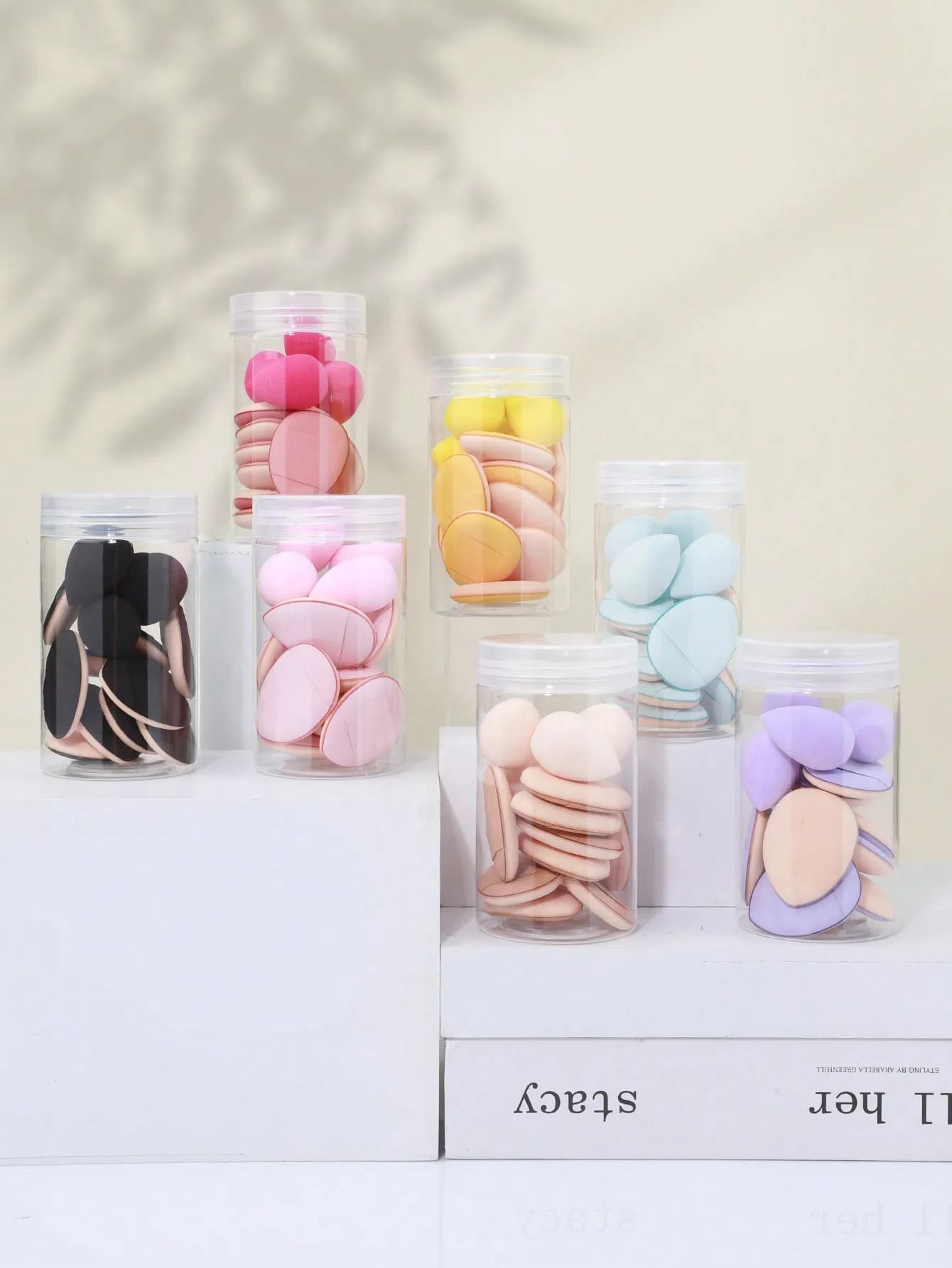 14 Pcs Mini Finger Makeup Sponge Puffs Set Water‑drop Shape Finger‑tip Foundation Blender Sponges With Storage Jar