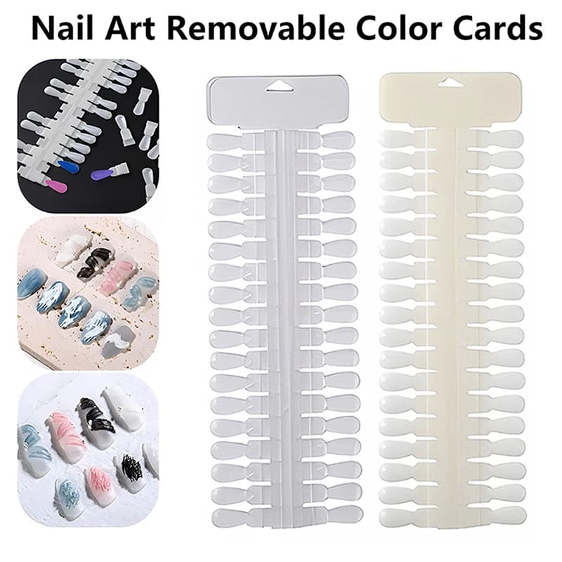 ● Espositore per Unghie Finte Rimovibili da 36 Pezzi, Colore Naturale/Trasparente, a Goccia, Strumento per Pratica Manicure e Smalto Gel