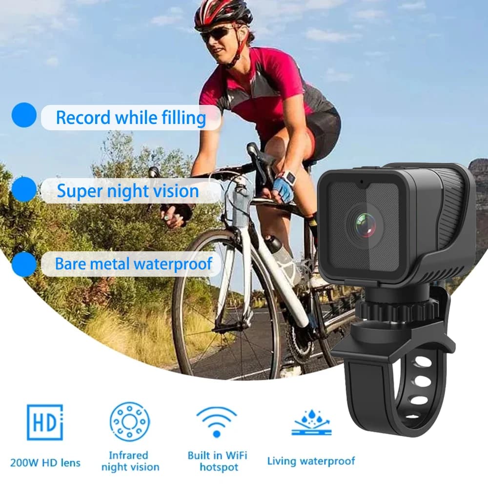 HD 1080P Portable Action Camera with WiFi, Waterproof, for Motorcycles and Bicycles, Open Sports Guide Recorder
