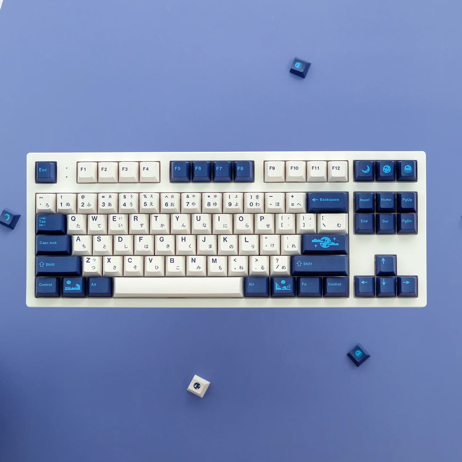 KYOMOT 130 Tasti Blue Moon Keycap PBT Dye Sub Cherry Profile per Switch MX Tastiera Meccanica Personalizzata 65%/75%/87%/98% Fai da Te