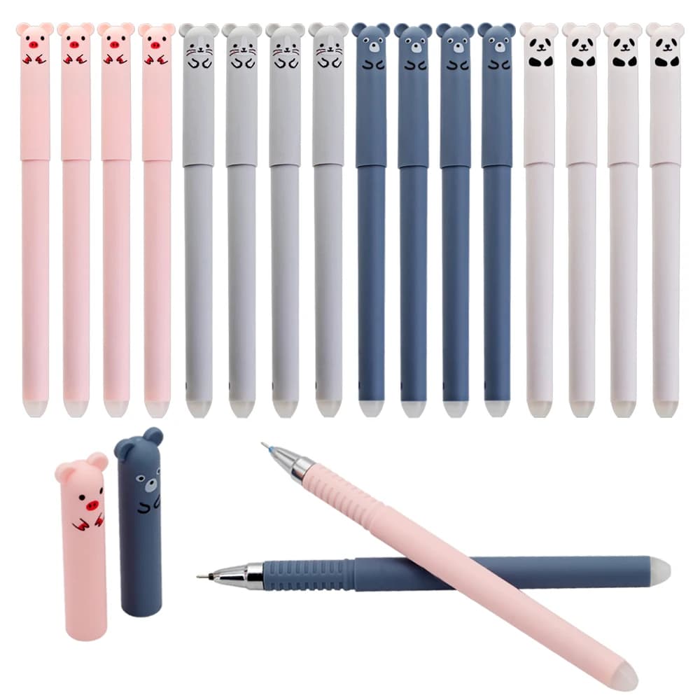 12 pz Animali Panda Penna Gel Cancellabile 0.5mm Blu Nero Penna Cancellabile Ricariche Aste Manico Lavabile Materiale Scolastico di Cancelleria