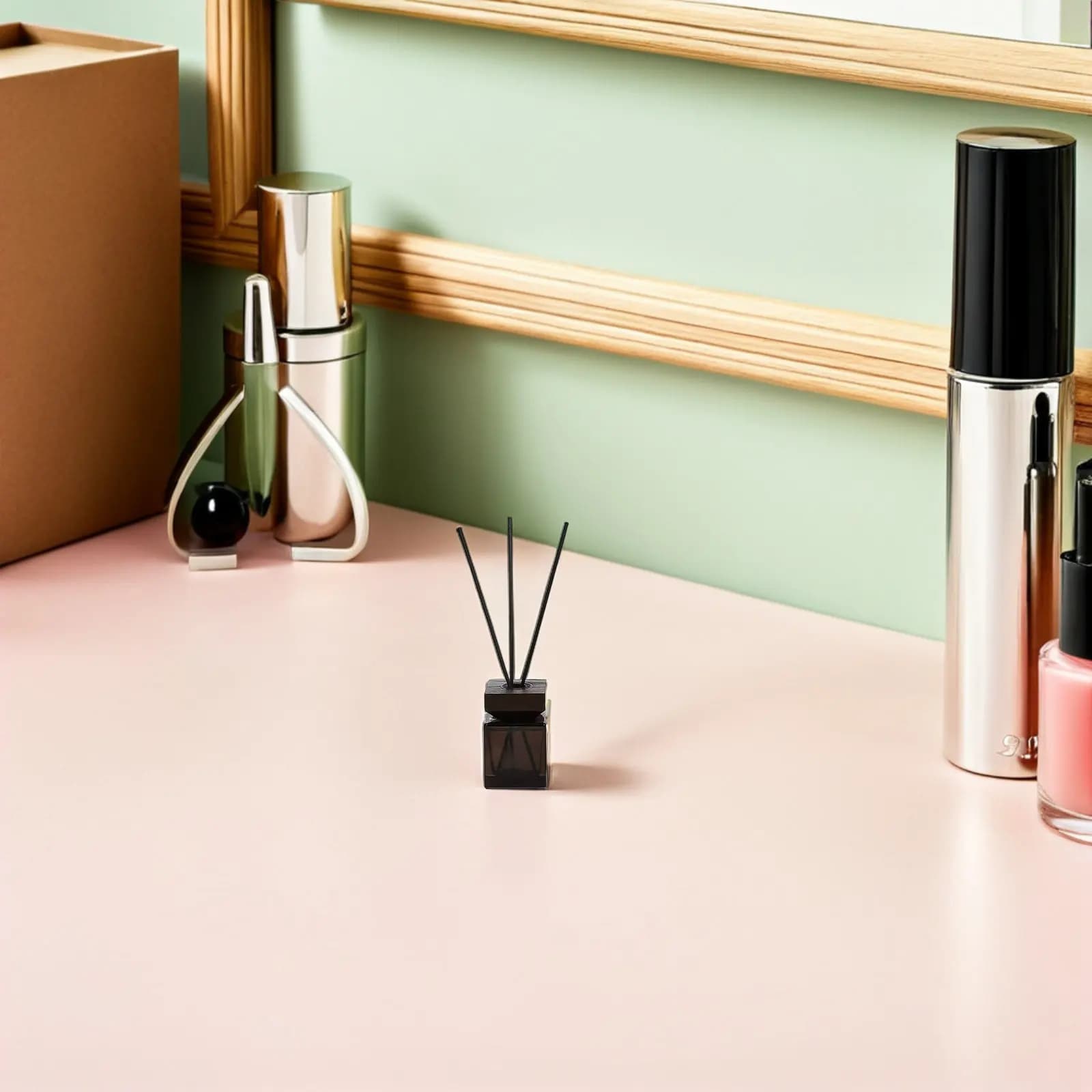 1Set Aromatherapy Diffuser Container Rattan Aroma Diffuser Bottle Wooden Cap Glass Refillable Fragrance Bottle Set Chic Home