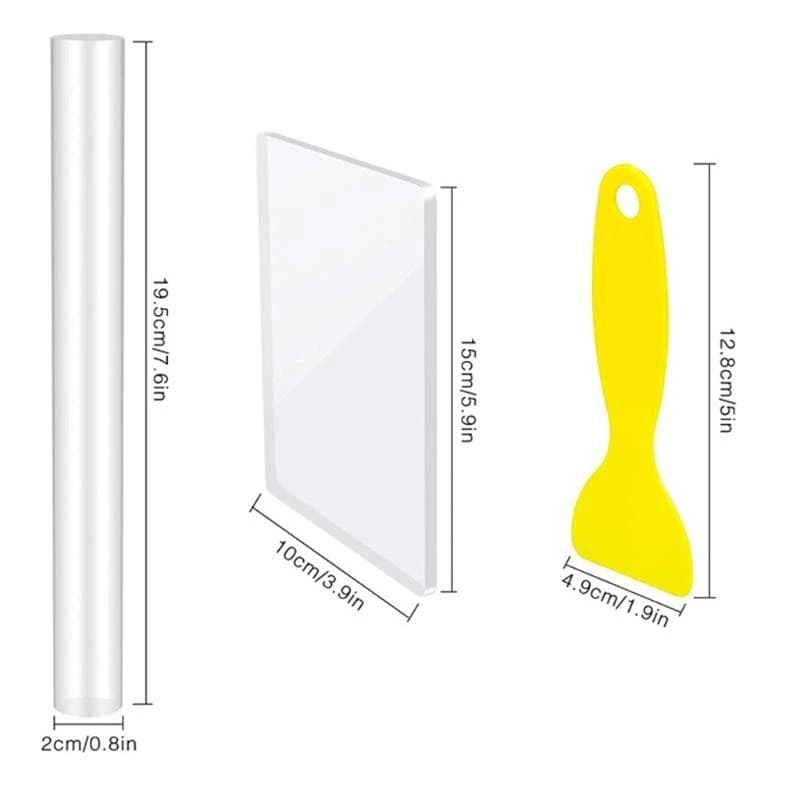 Set 7 Instruments Solid Roller Acrylic Sheet Stainless Steel Cutting Blade Plastic Scraper Panel Pala